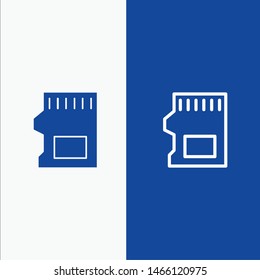 SD Card, SD, Storage, Data Line and Glyph Solid icon Blue banner Line and Glyph Solid icon Blue banner. Vector Icon Template background
