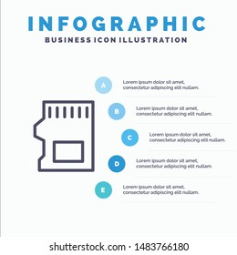 SD Card, SD, Storage, Data Line icon with 5 steps presentation infographics Background