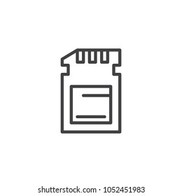 SD card storage outline icon. linear style sign for mobile concept and web design. Memory card simple line vector icon. Symbol, logo illustration. Pixel perfect vector graphics