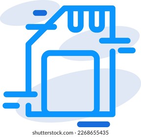 Icono de la tecnología de tarjetas SD con un estilo de contorno azul. Concepto, digital, datos, abstracto, red, internet, tecnología. Ilustración vectorial