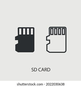 Signo de ilustración de icono de vector de tarjeta SD para web y diseño