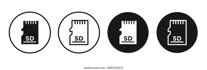 Sd card vector icon set black filled and outlined style.