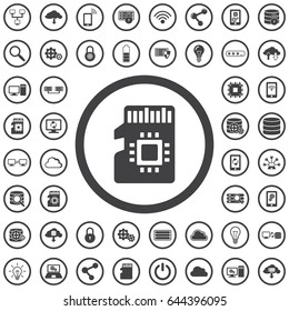 SD chip card icon. Set con technology icons