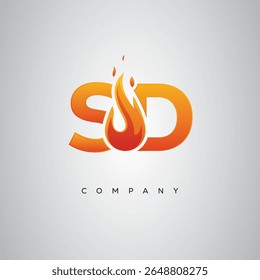 SD Creative Fire Letter Logo Design