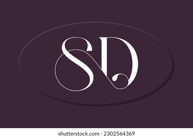 SD creative modern sleek ligature typographic style logo design template