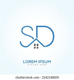 SD DS Realestate Home Logo Template In Modern Creative Minimal Style Vector Design