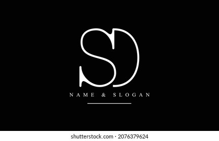 Monograma del logotipo de las letras abstractas SD, DS, S, D