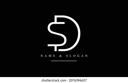 Monograma del logotipo de las letras abstractas SD, DS, S, D