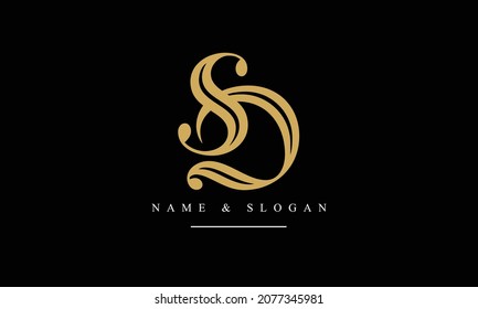 Monograma del logotipo de las letras abstractas SD, DS, S, D