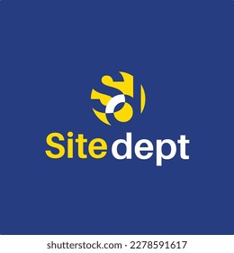 SD icon logo design with color blue, yellow and white