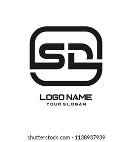 SD initial box letter logo template vector