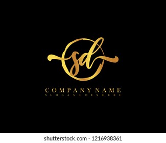 Sd Initial Handwriting Logo Circle Template Stock Vector (Royalty Free ...