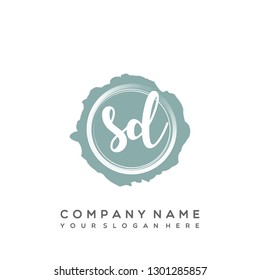 SD Initial Handwriting logo template vector