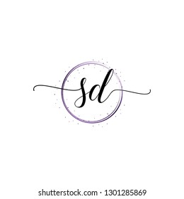 SD Initial Handwriting logo template vector