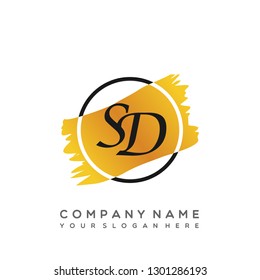 SD Initial Handwriting logo template vector
