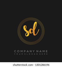 SD Initial Handwriting logo template vector