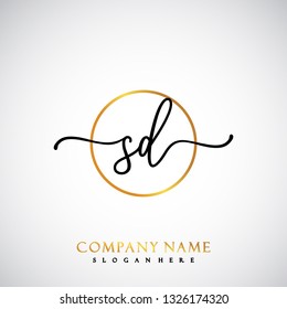 SD Initial Handwriting logo template vector