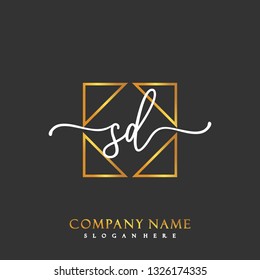 SD Initial Handwriting logo template vector
