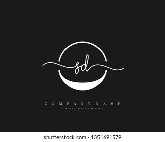 SD initial handwriting logo template vector