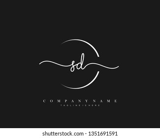 SD initial handwriting logo template vector