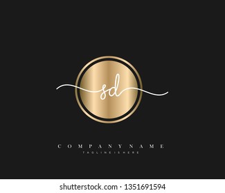 SD initial handwriting logo template vector