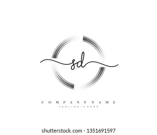 SD initial handwriting logo template vector