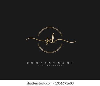 SD initial handwriting logo template vector