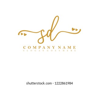 SD Initial handwriting logo vector