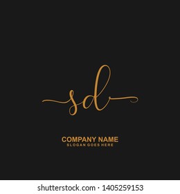 SD Initial handwriting logo vector