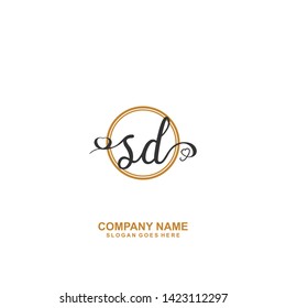 SD Initial handwriting logo vector