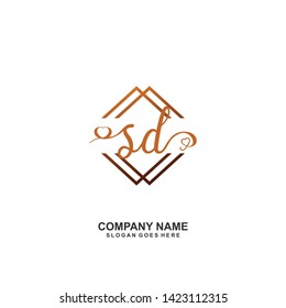 SD Initial handwriting logo vector
