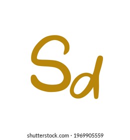 Sd initial handwritten gold logo for identity
