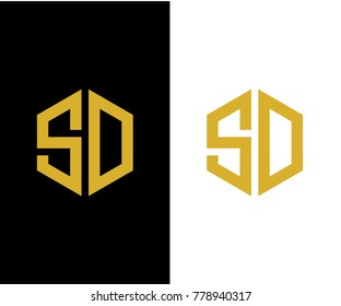 SD initial hexagon icon. letter. logo vector eps 10