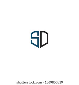 sd initial hexagon logo templet modern
