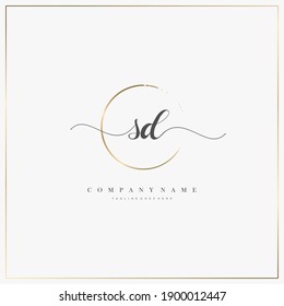 SD Initial Letter handwriting logo hand drawn template vector, logo for beauty, cosmetics, wedding, fashion and business