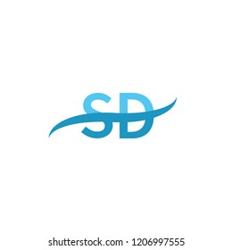 SD Initial letter, overlapping movement swoosh logo,blue sea color isolated on white background
