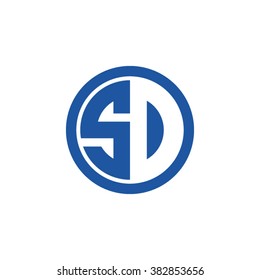 SD initial letters circle business logo blue