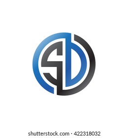 SD initial letters looping linked circle logo blue black