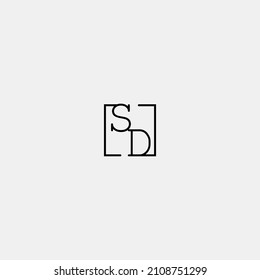 SD initial logo in line concept in high quality professional design that will be best for companies