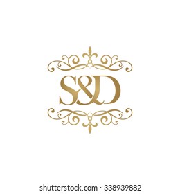 S&D Initial logo. Ornament ampersand monogram golden logo