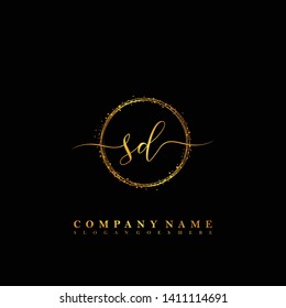 SD Initial luxury handwriting logo vector