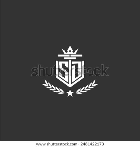 SD initial monogram brand logo design for crown vector image