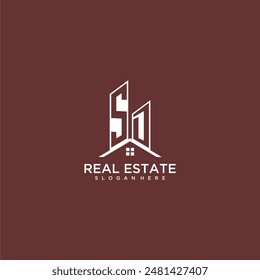 SD initial monogram building and roof logo for real estate