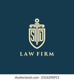 SD initial monogram for law firm with sword and shield logo image