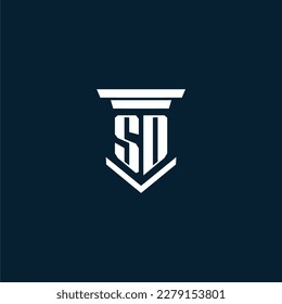 Leyenda del logotipo del monograma inicial SD con diseño de hitos