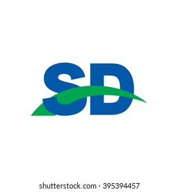 SD initial overlapping swoosh letter logo blue green