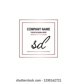 SD initial signature logo. handwriting logo template vector,