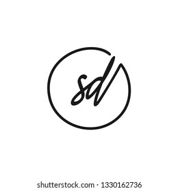 SD initial signature logo. handwriting logo template vector,