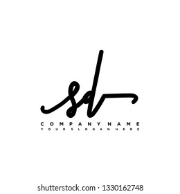 SD initial signature logo. handwriting logo template vector,
