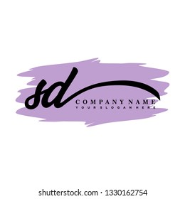 SD initial signature logo. handwriting logo template vector,